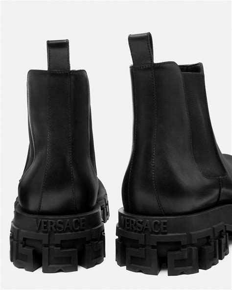 versace greca aegis boots|Greca Portico Chelsea Boots Black .